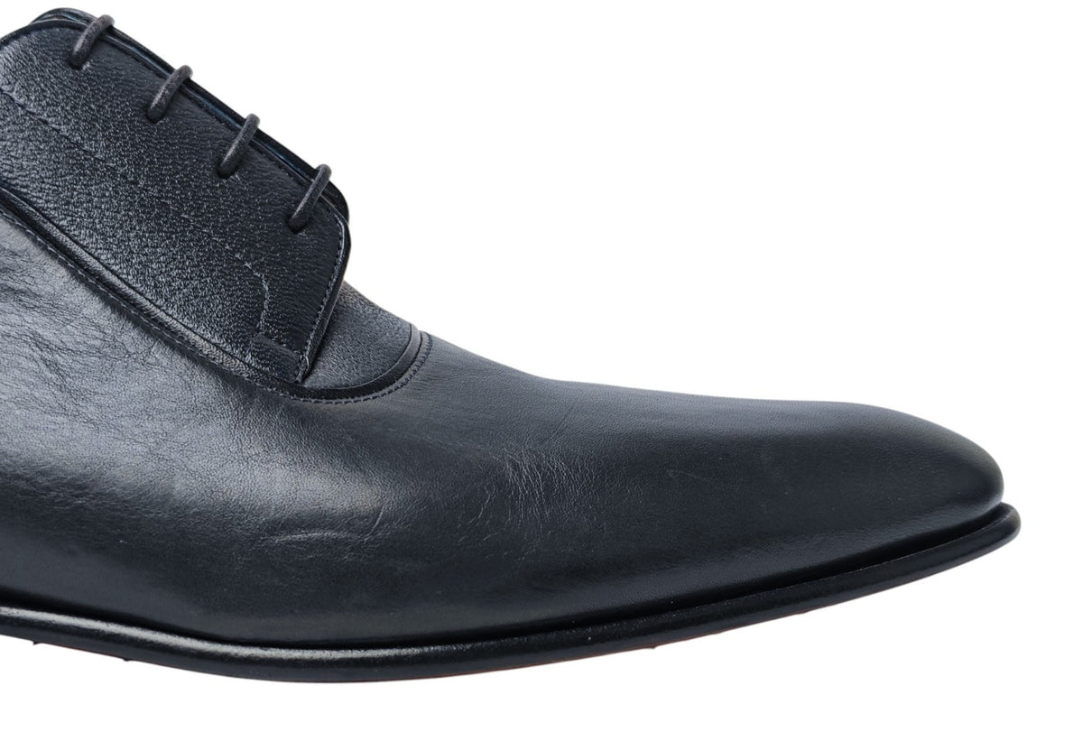 1200$ TESTONI Derby Shoes Soft Calf / Mini Karibu Blue 8 UK / 9 US / 42 IT