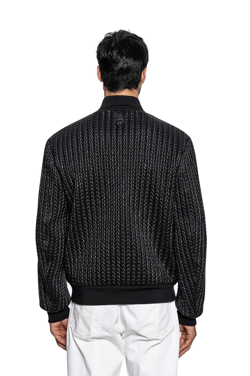 2000$ LUXURY ITALO FERRETTI Bomber Jacket "WOVEN" Black 40 US / 50 EU ZILLI