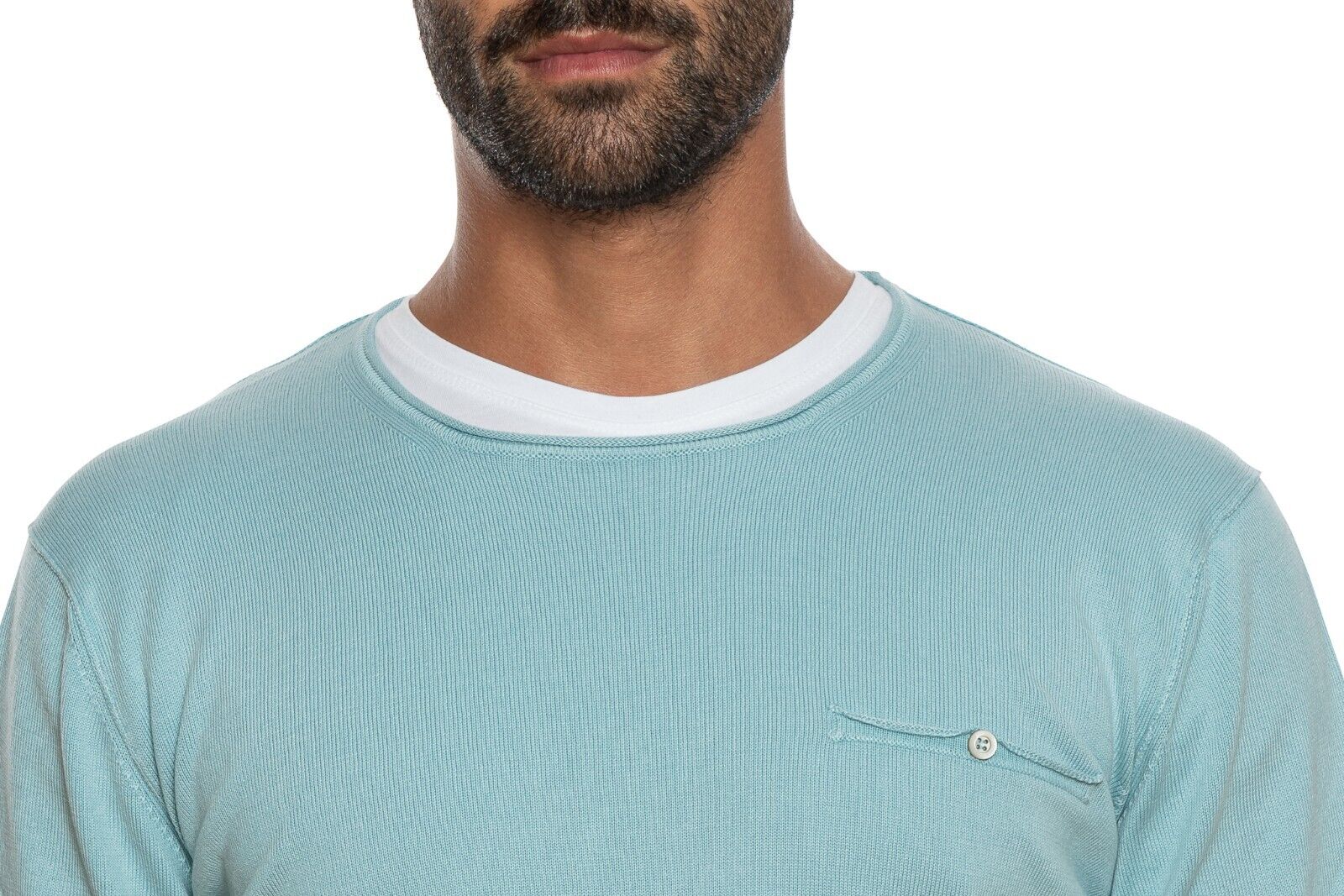 290$ DELLA CIANA CASHMERE Sweater T-shirt Cotton Blue Tiffany 40 US / 50 EU