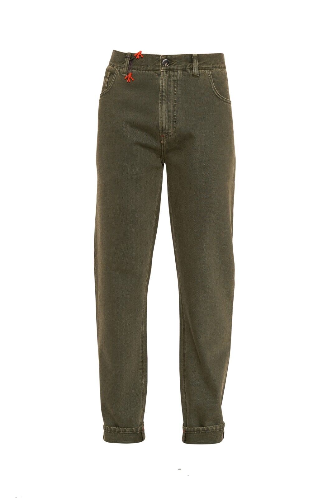 690$ ISAIA "Barchetta Denim" Trouser Pant Drill Dyed Cotton Green 36 US / 52 EU