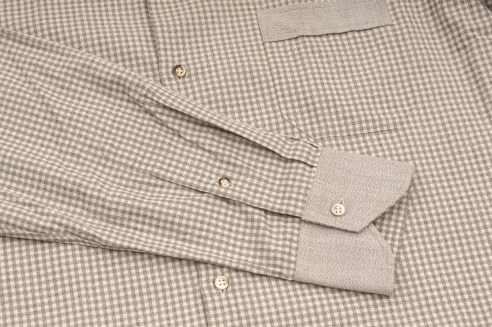 1400$ LUXURY MAROL BOLOGNA Checks Shirt Beige LORO PIANA Cotton 16 - 41