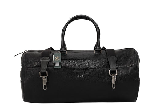 1950$ PINEIDER FIRENZE "Bottolato" Grain Calf Shoulder Travel Duffle Bag Black