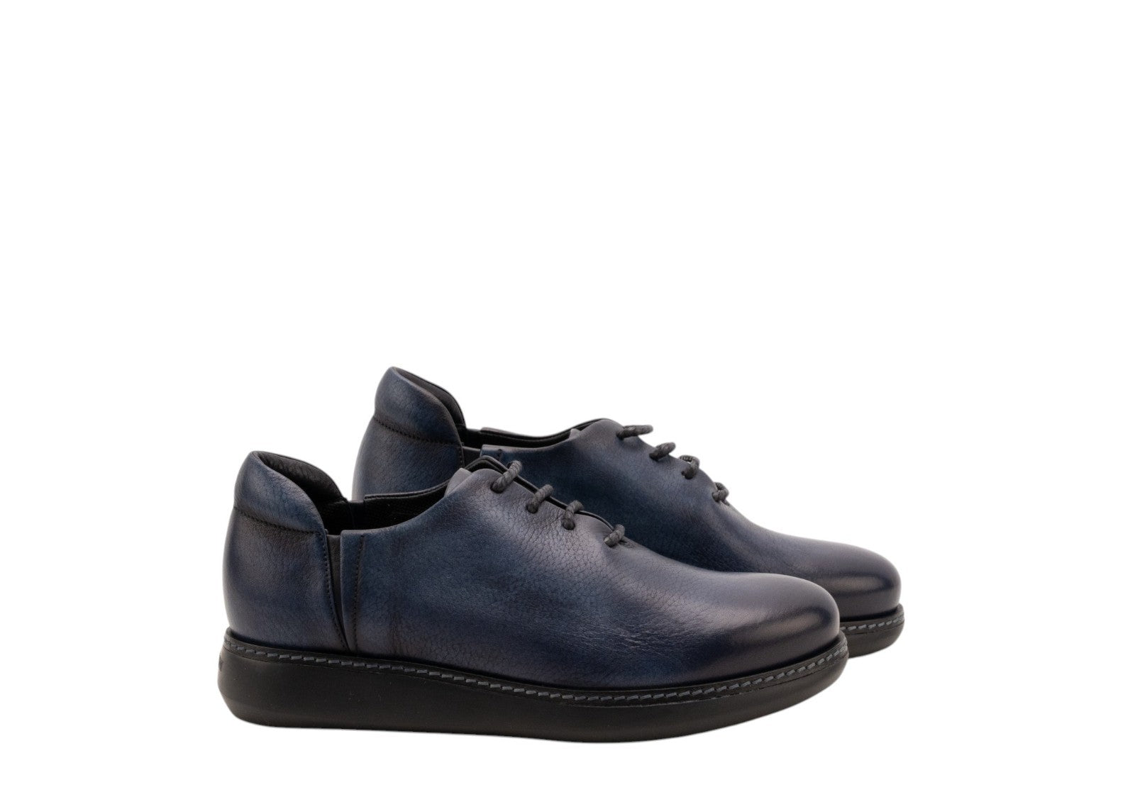 $1150 GIORGIO ARMANI Derby Sneakers Shoes buffered blue - Made In Italy