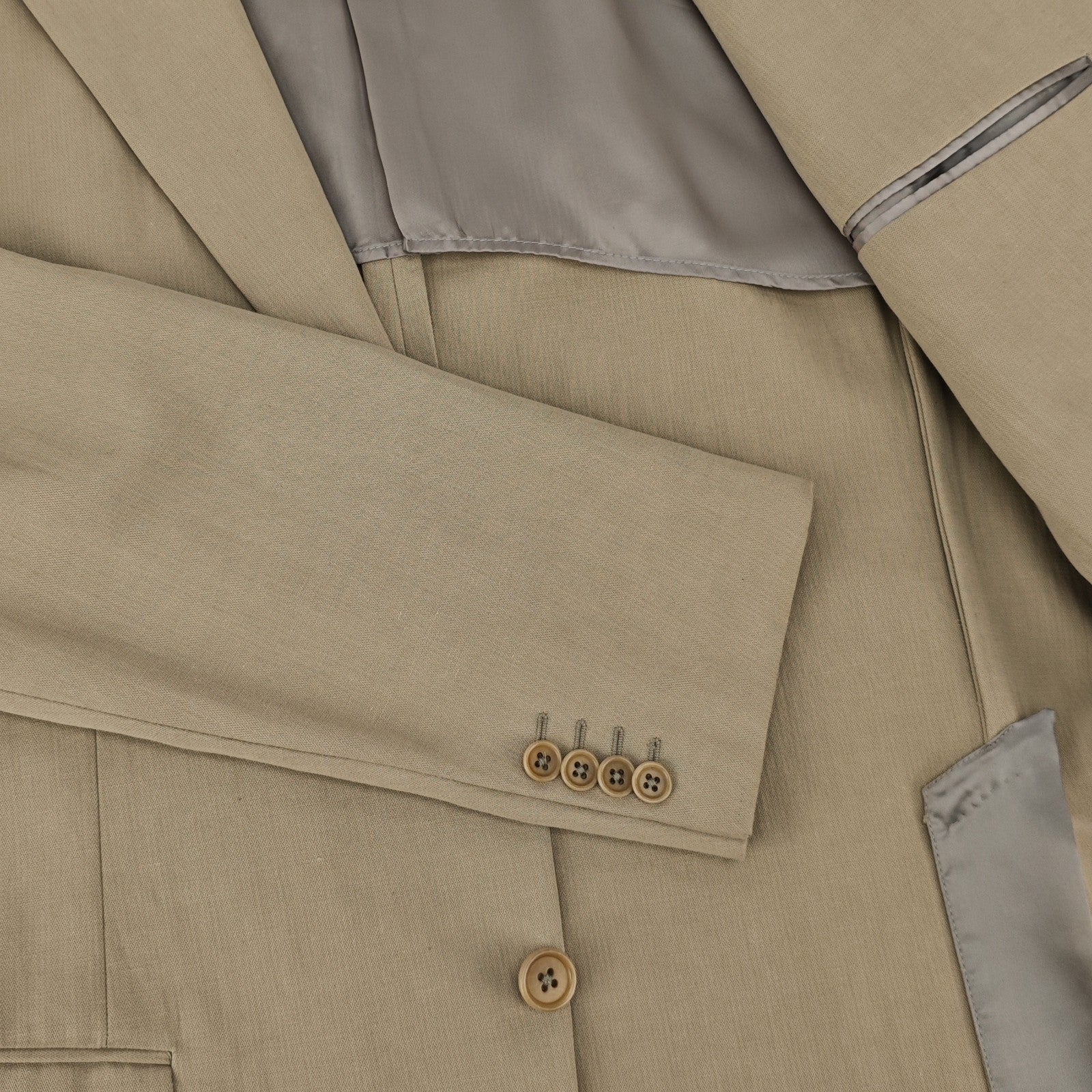 1900$ BURBERRY LONDON Beige Handmade 3/2 Roll Suit Cotton Linen 42 US / 52 IT