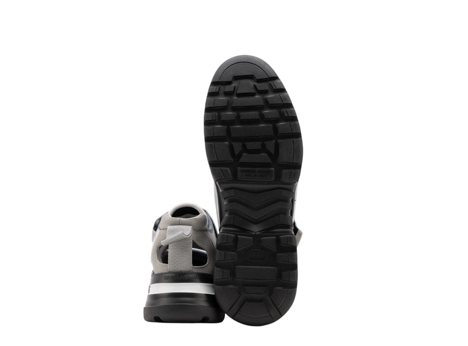 1450$ GIORGIO ARMANI Sandal Sneakers Shoes Tech Suede Strapped Ice Gray Lug Sole