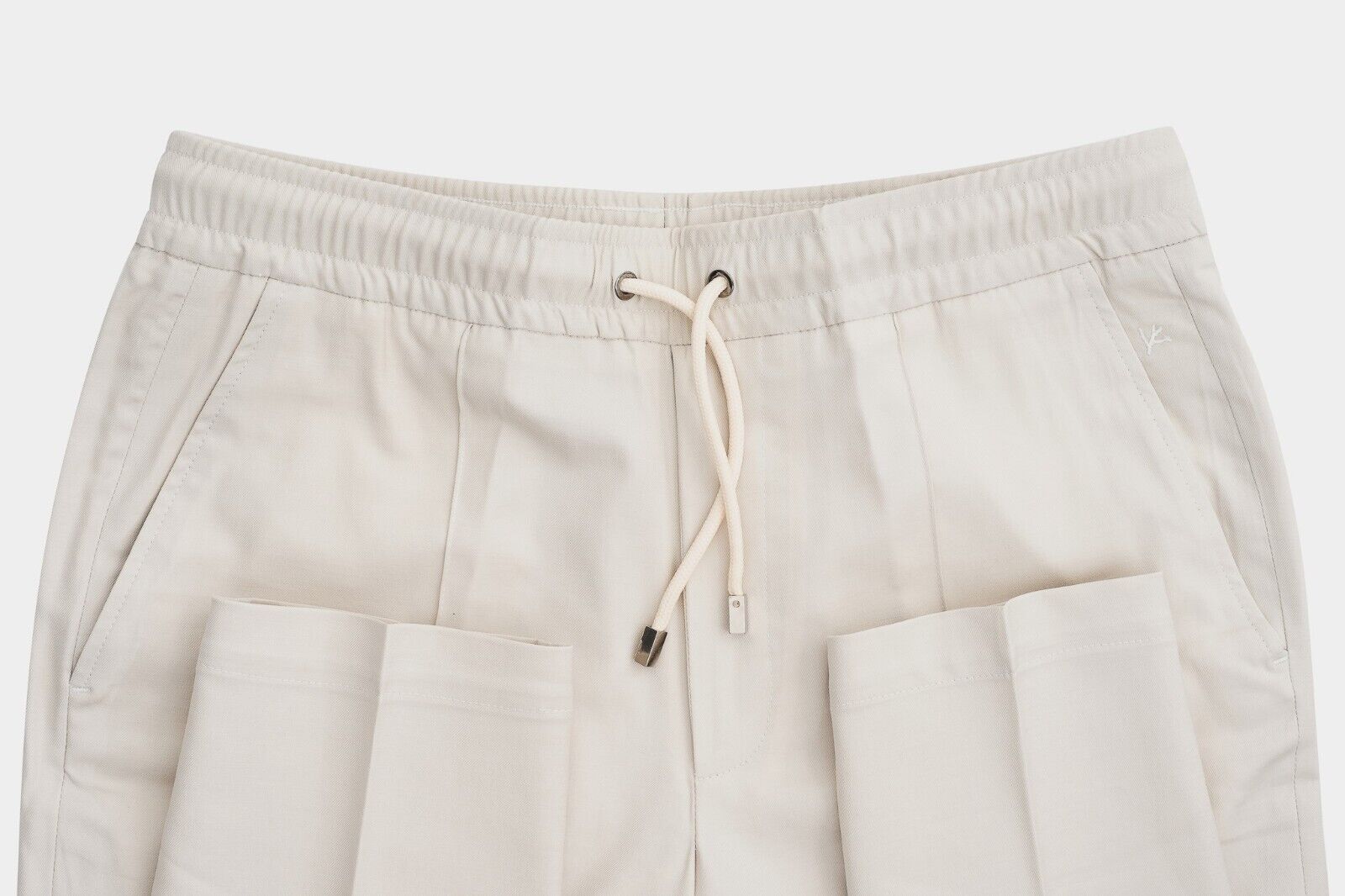 1100$ ISAIA NAPOLI Ivory Drawstring Trousers Sport Pant Wool / Cotton
