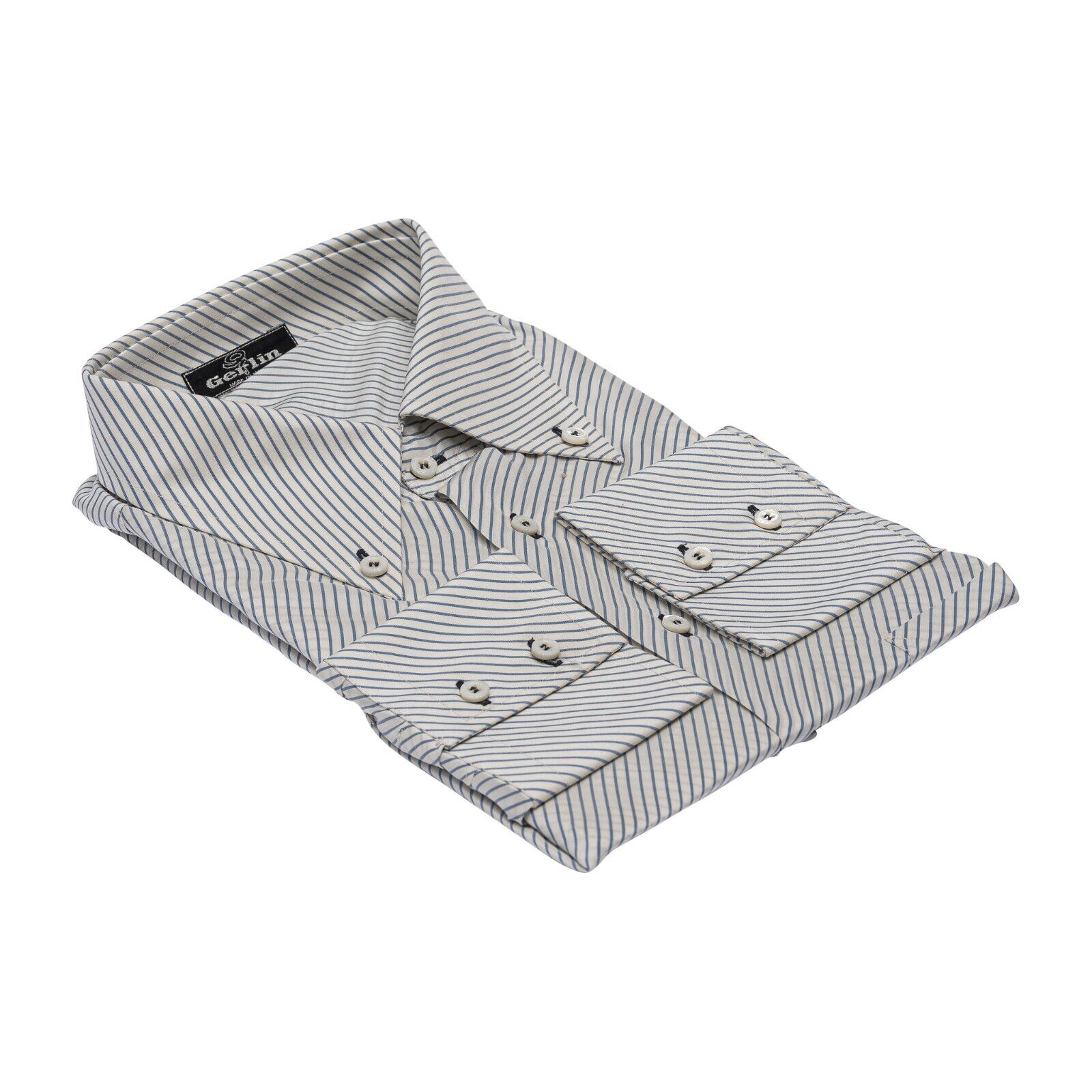 1400$ LUXURY GERLIN Shirt ivory Striped 100% Silk 16 - 41 2H BIJAN