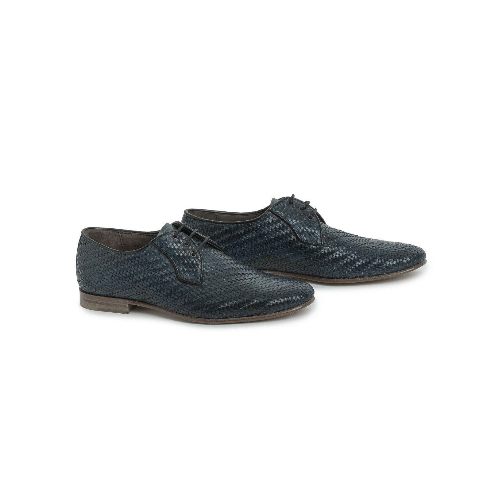 Carlos Santos Woven Leather Derby Shoes Blue Norte Green Label 9005
