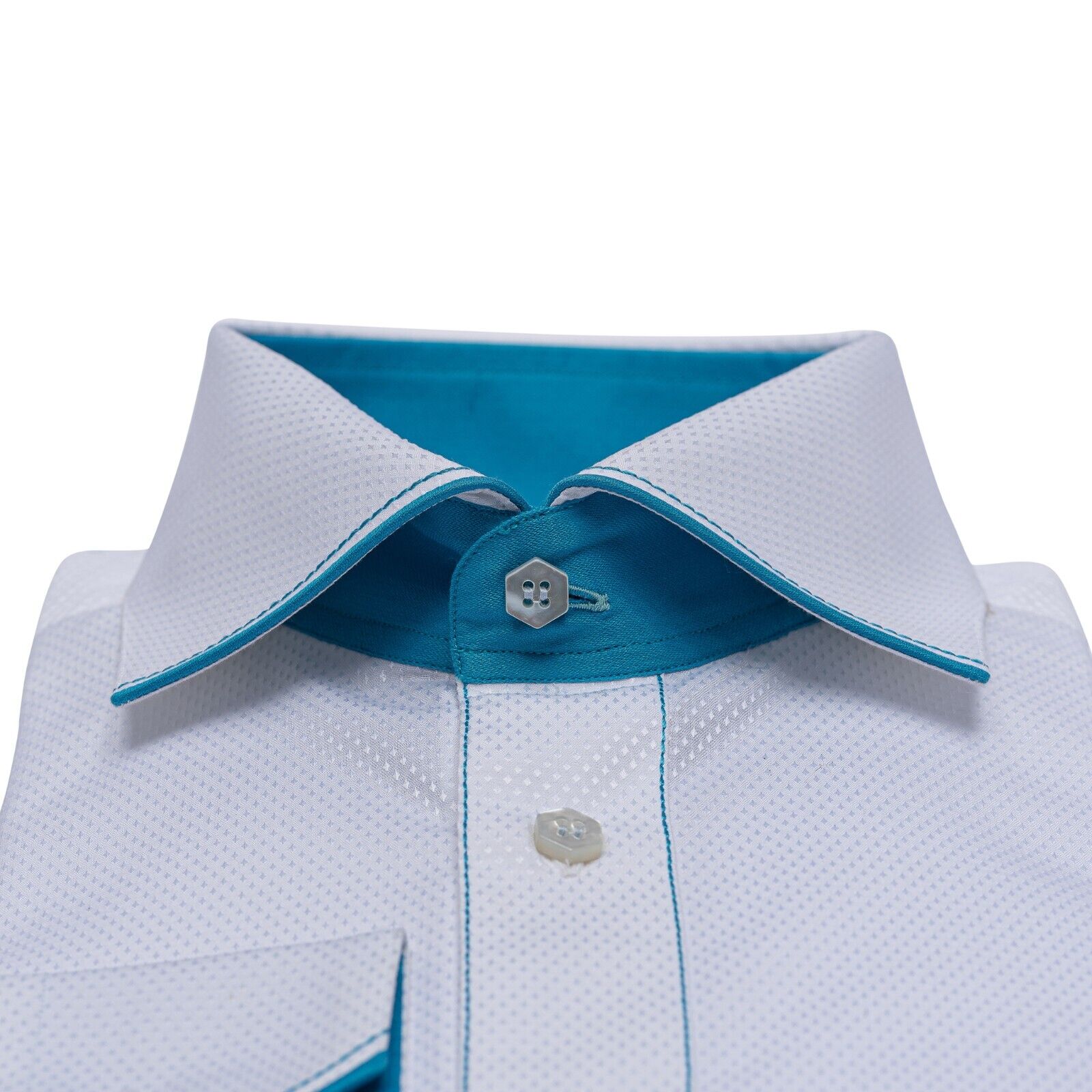 690$ ITALIAN LUXURY GERLIN Shirt White ALUMO JACQUARD Cotton 2D ZILLI
