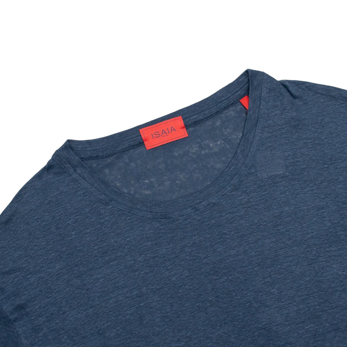 850$ ISAIA NAPOLI Dark Blue T-Shirt Short Sleeve 100% Linen - Made in Italy
