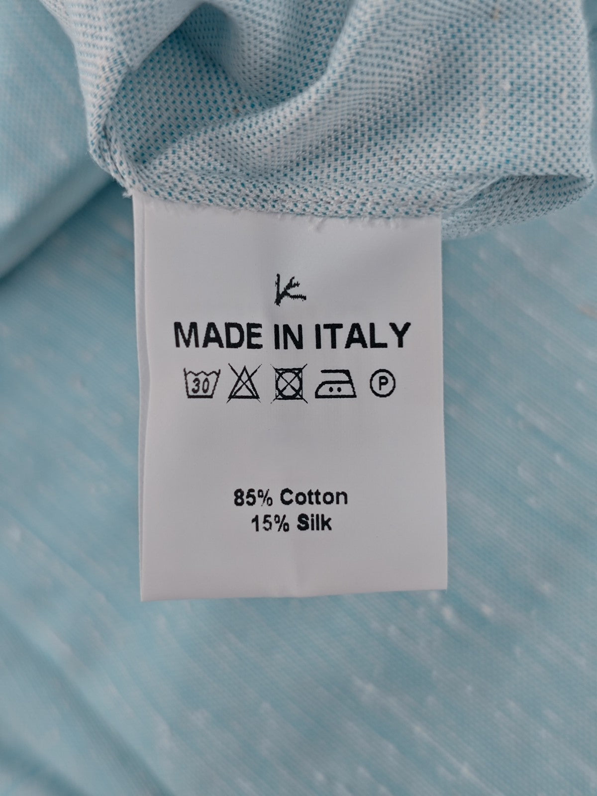 790$ ISAIA NAPOLI "Mix" Sky Blue Dress Shirt Hand-Sewn Cotton - Silk