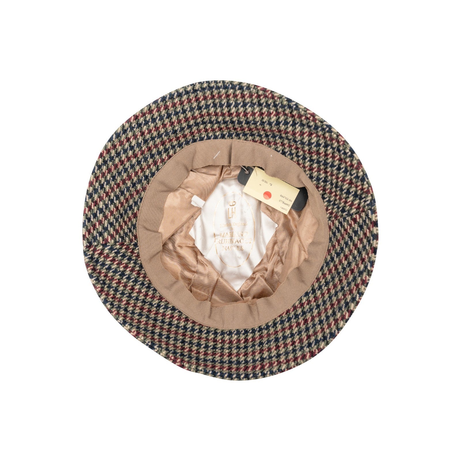 250$ RUBINACCI NAPOLI Blue Red Green Made in England Wool Houndstooth Bucket Hat
