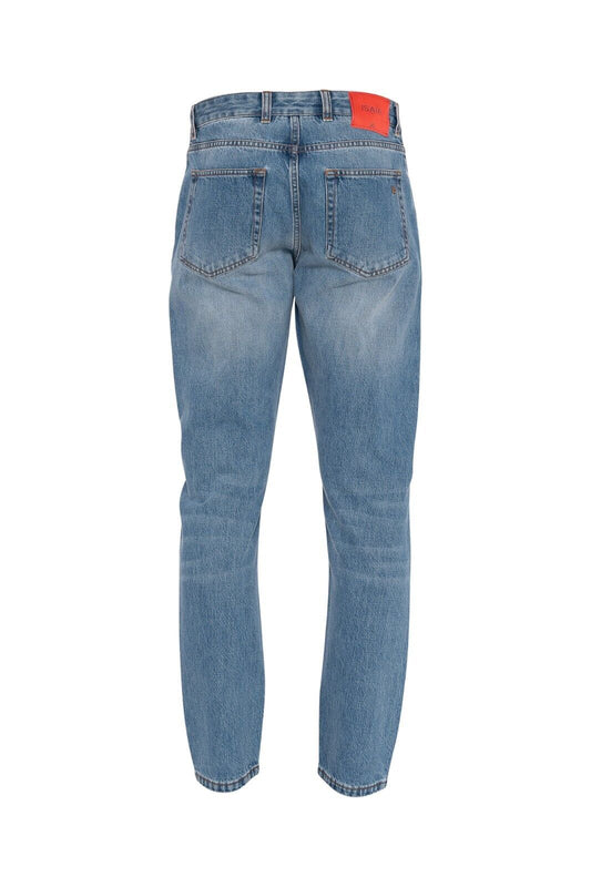 690$ ISAIA NAPOLI Light Blue Denim 5 Pockets Jeans Trousers Pant Regular Cotton