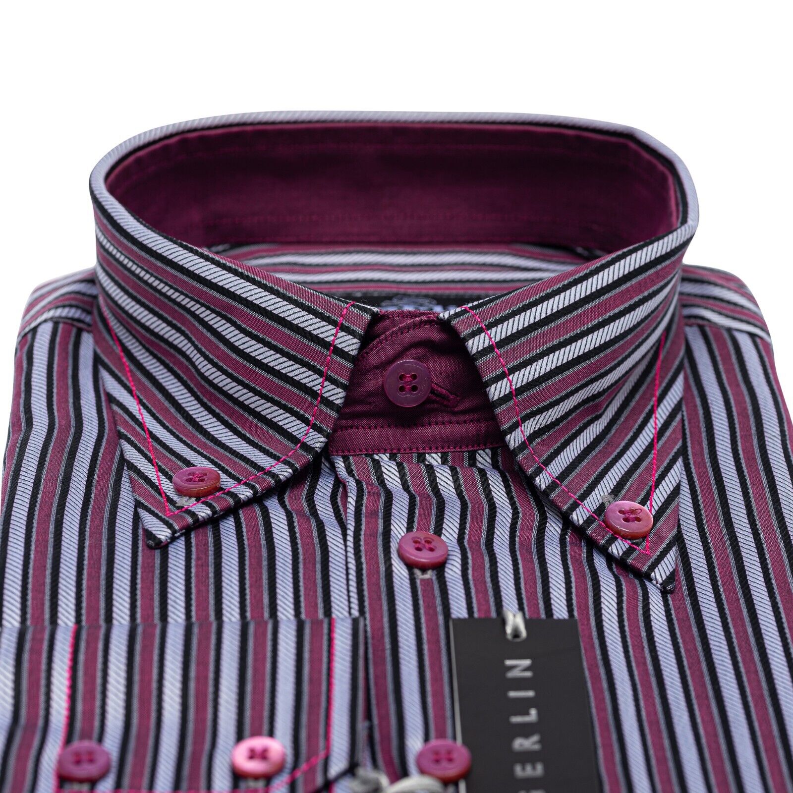 690$ LUXURY GERLIN Shirt Point Collar Striped Cotton 16 - 41 - 7I BIJAN