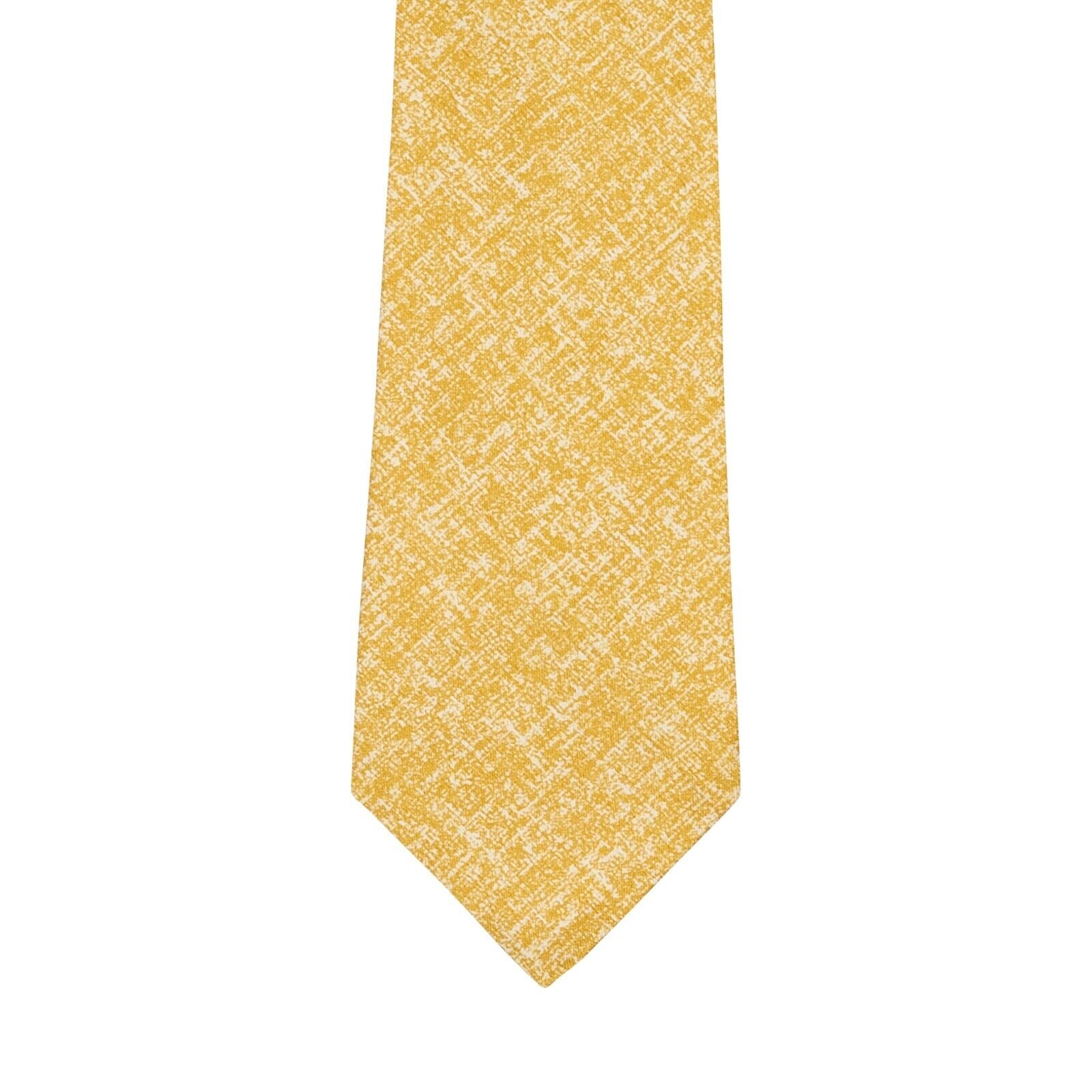 $330 KITON NAPOLI 7 - Fold Tie Yellow Scratch Silk / Linen 148cm - 8.5cm