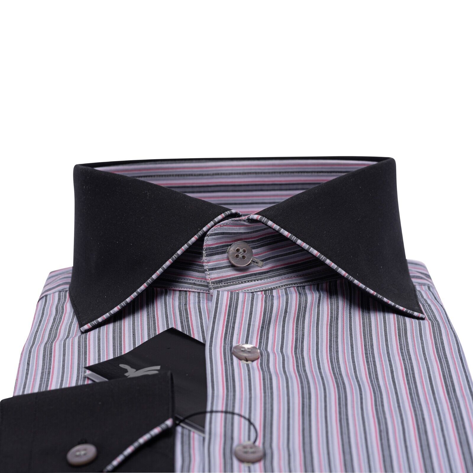 690$ LUXURY GERLIN Shirt Striped Gray Fine VESUVIO Cotton 3Z ZILLI