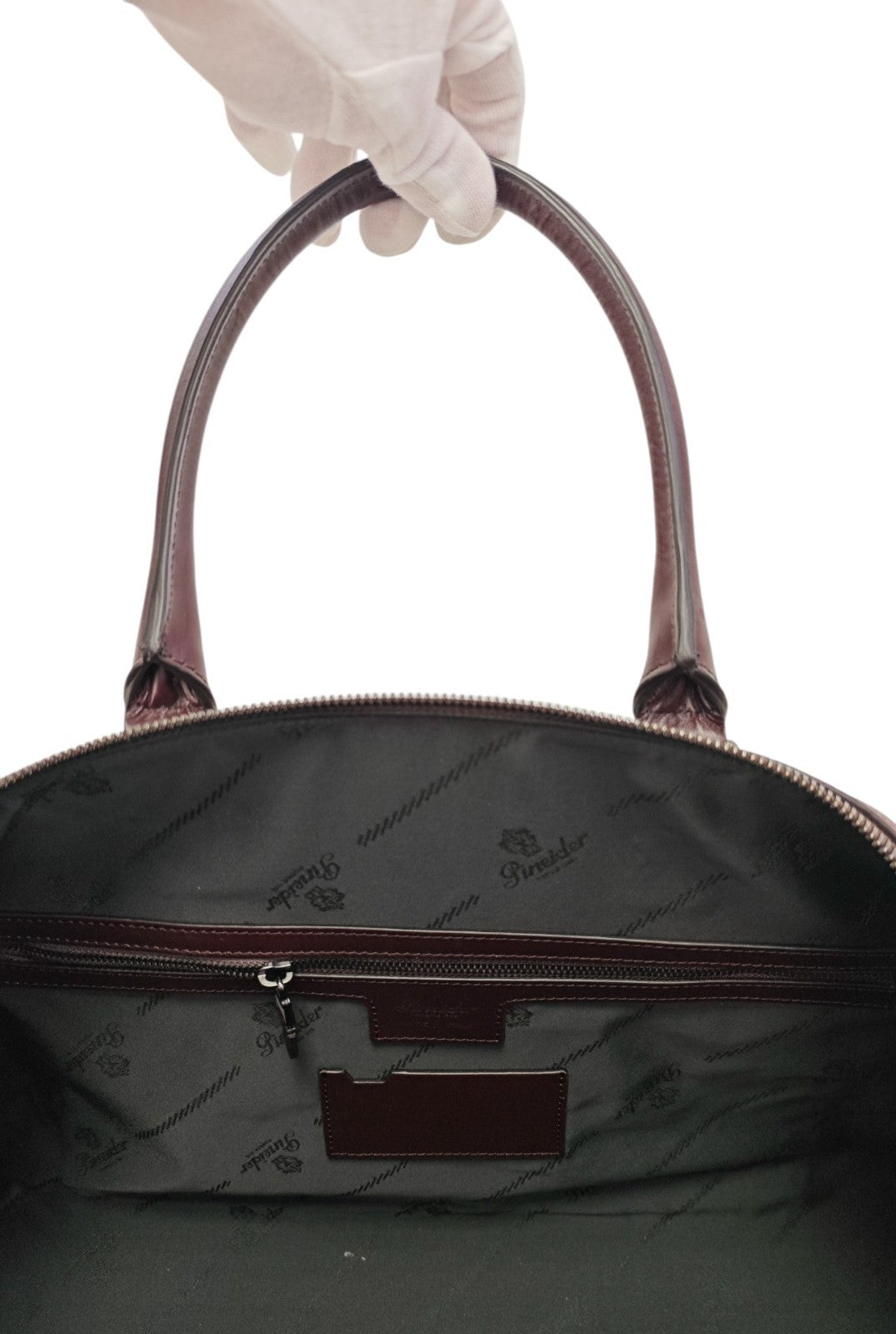 1950$ PINEIDER "Bottolato" Grain Calf Shoulder Travel Duffle Bag Burgundy