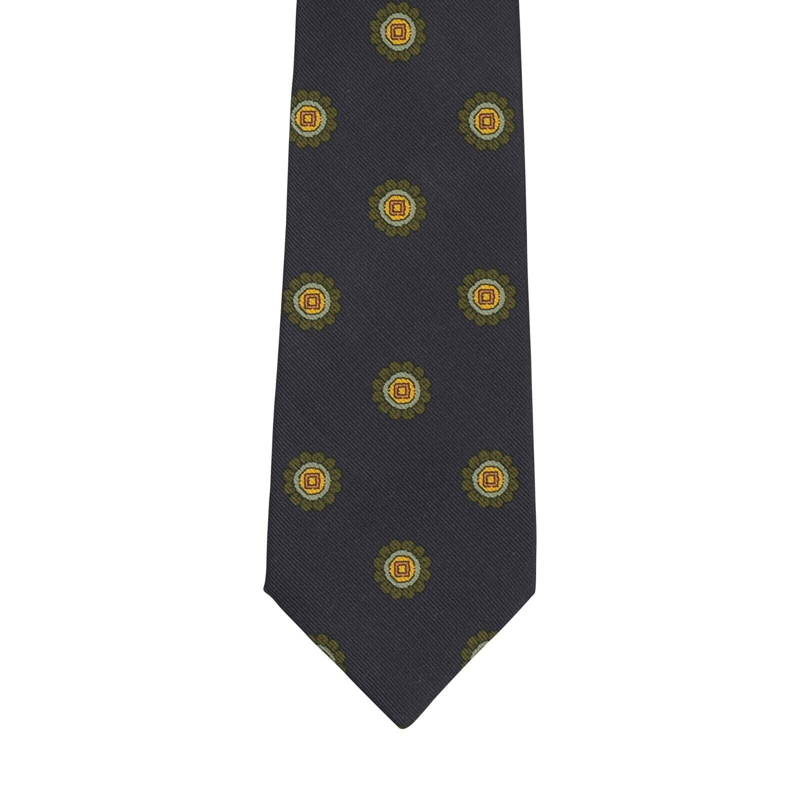 $330 KITON NAPOLI 7 - Fold Tie Floral Gray 100% Silk 148cm - 8.5cm