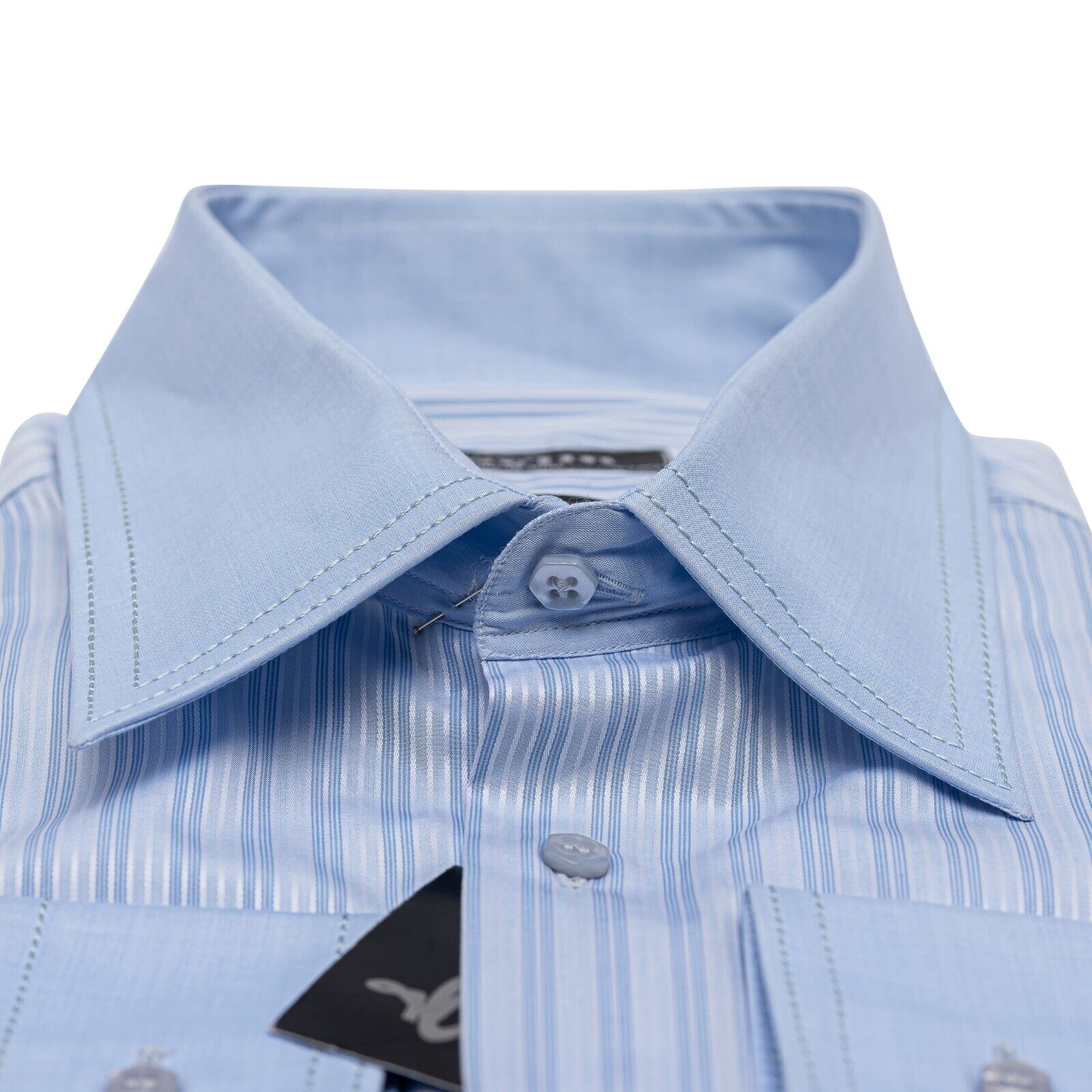 690$ LUXURY GERLIN Shirt Blue ALUMO SOYELLA Cotton 16 - 41 9F BIJAN