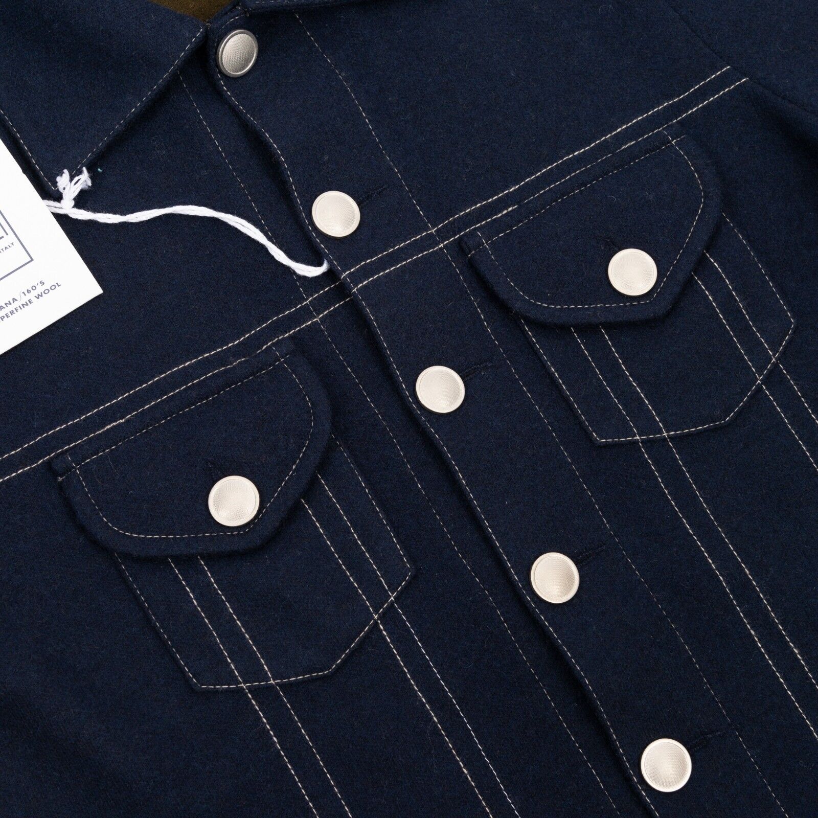 $2200 FEDELI CASHMERE Blue Jacket Trucker 100% Double Cashmere 42 US / 52 EU