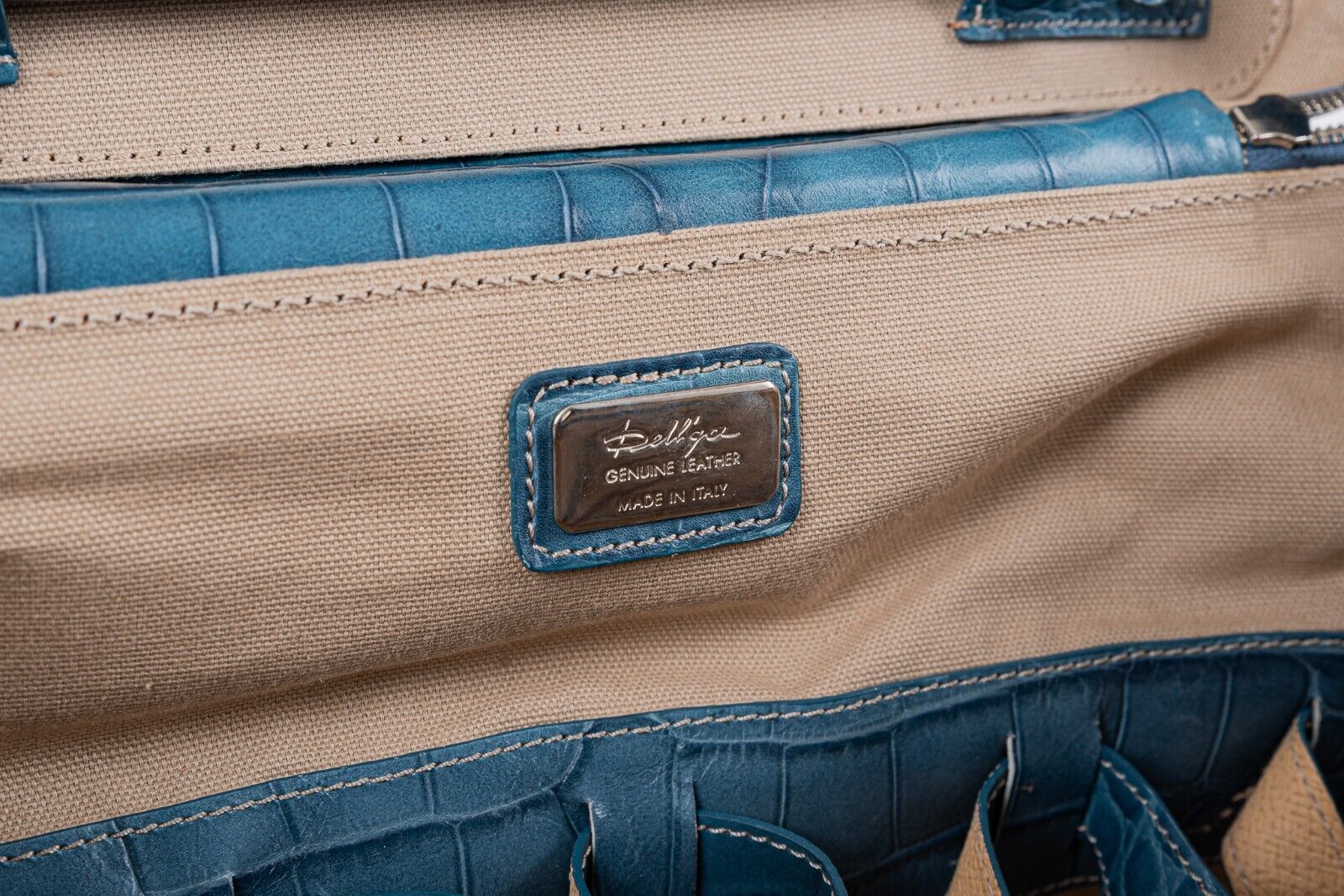 7K LUXURY DELL'GA MILANO Large Travel Beauty Case Toiletry Bag Genuine Crocodile