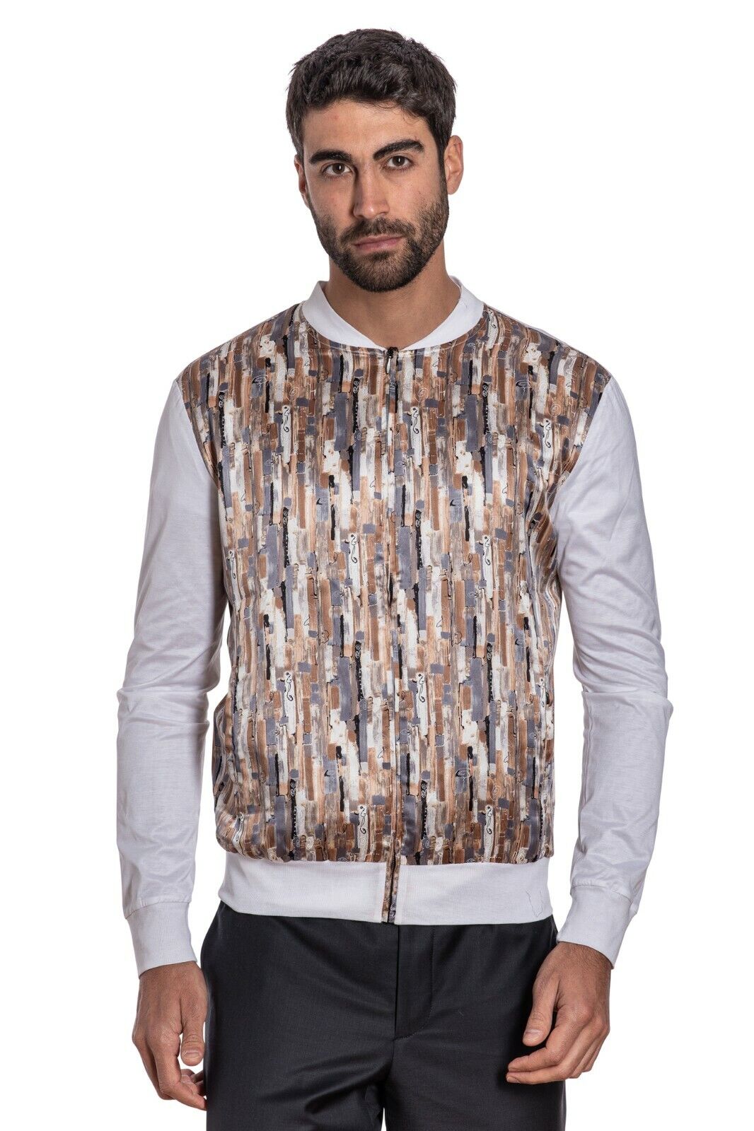 LUXURY 2250$ GERLIN Jacket Bomber 100% Silk & Cotton LISLE Sz M BIJAN