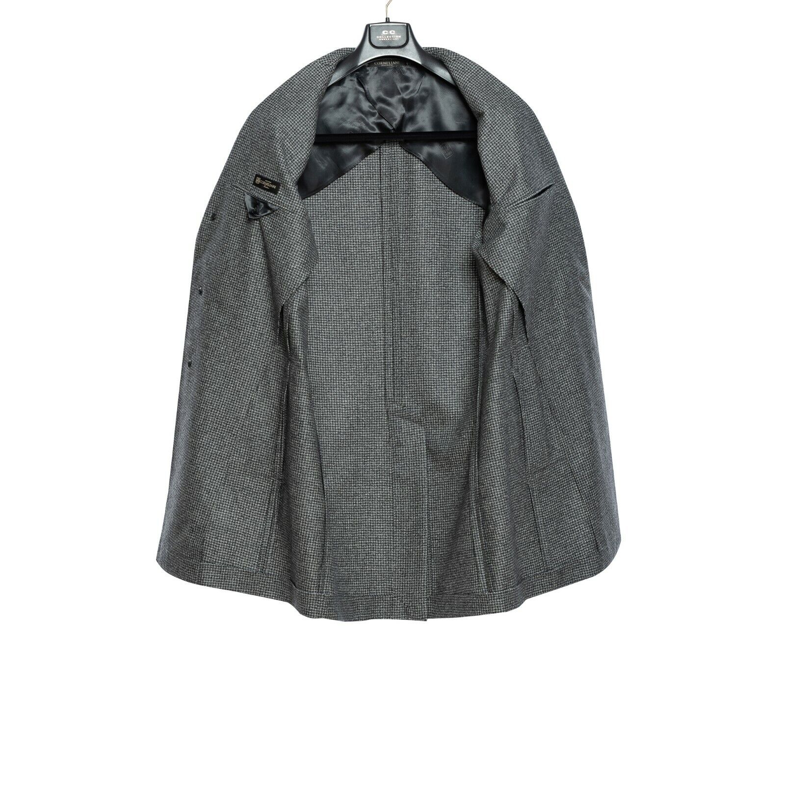 2000$ CORNELIANI Sartorial Coat Gray Houndstooth Virgin Wool 40 US / 50 EU 7R