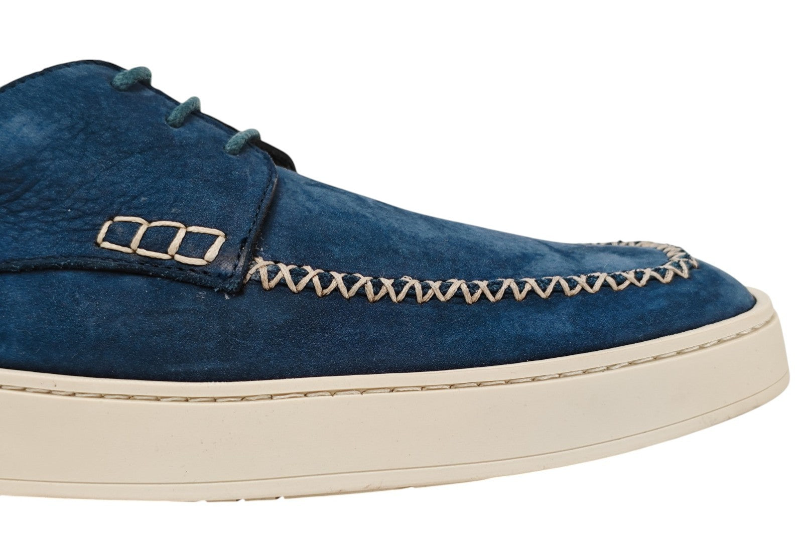 1100$ TESTONI "Noto" Blue Derby Shoes Nubuk Calf 8 UK / 9 US / 42 IT
