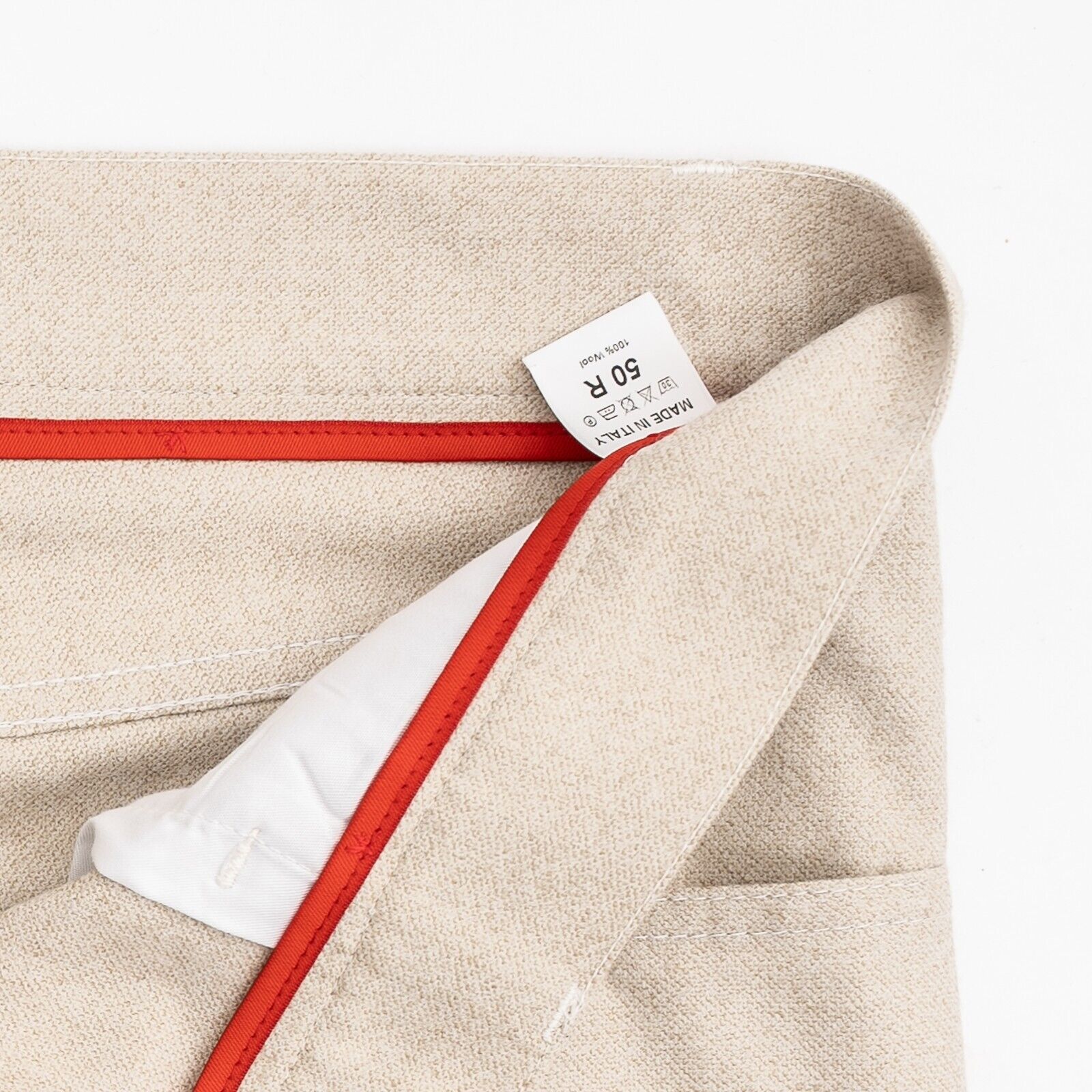 1050$ ISAIA NAPOLI Beige Trousers Sartorial Pant 5 Pockets Wool