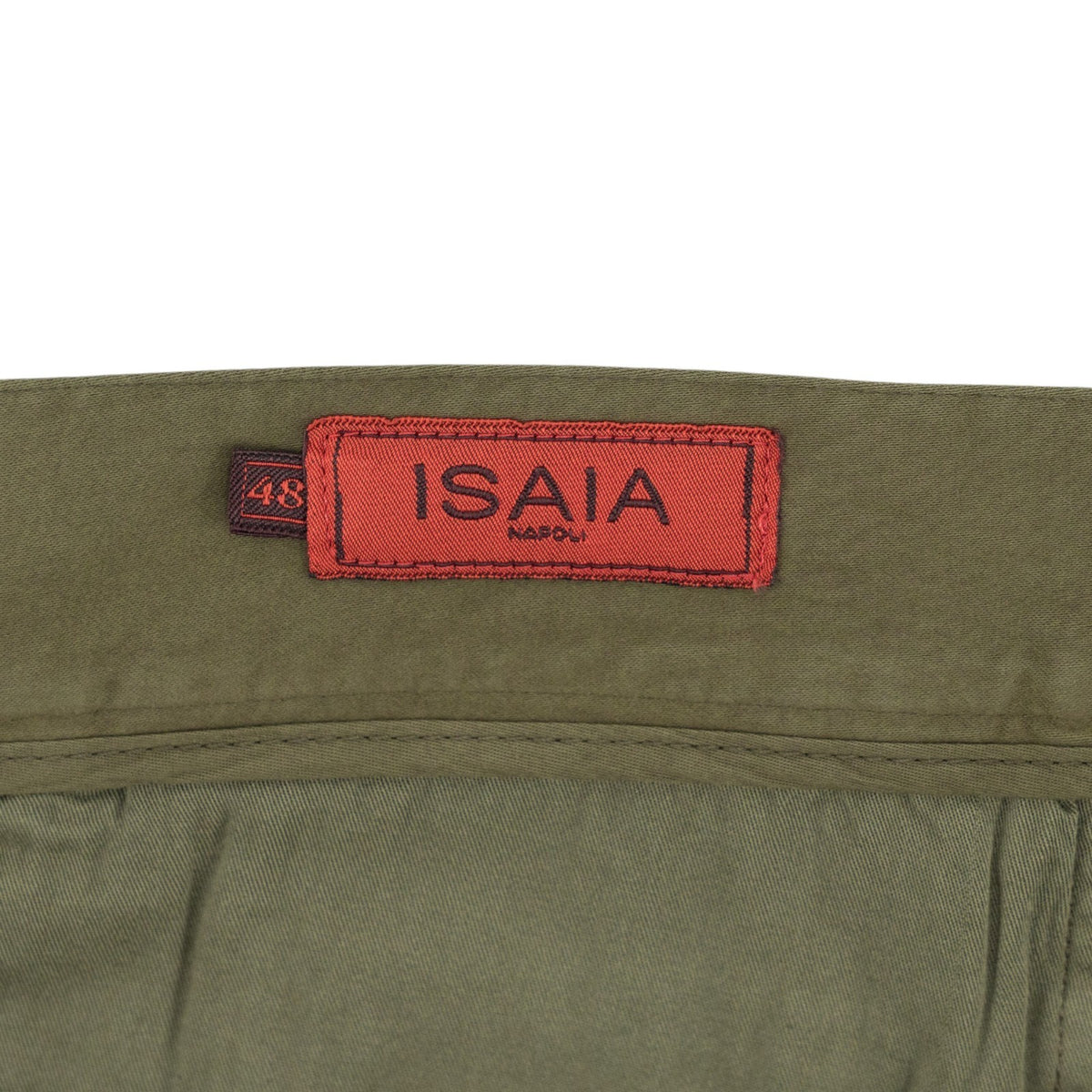 850$ ISAIA NAPOLI Green Army Chino Pant Cashmere Cotton Regular Fit 32 US 48 EU