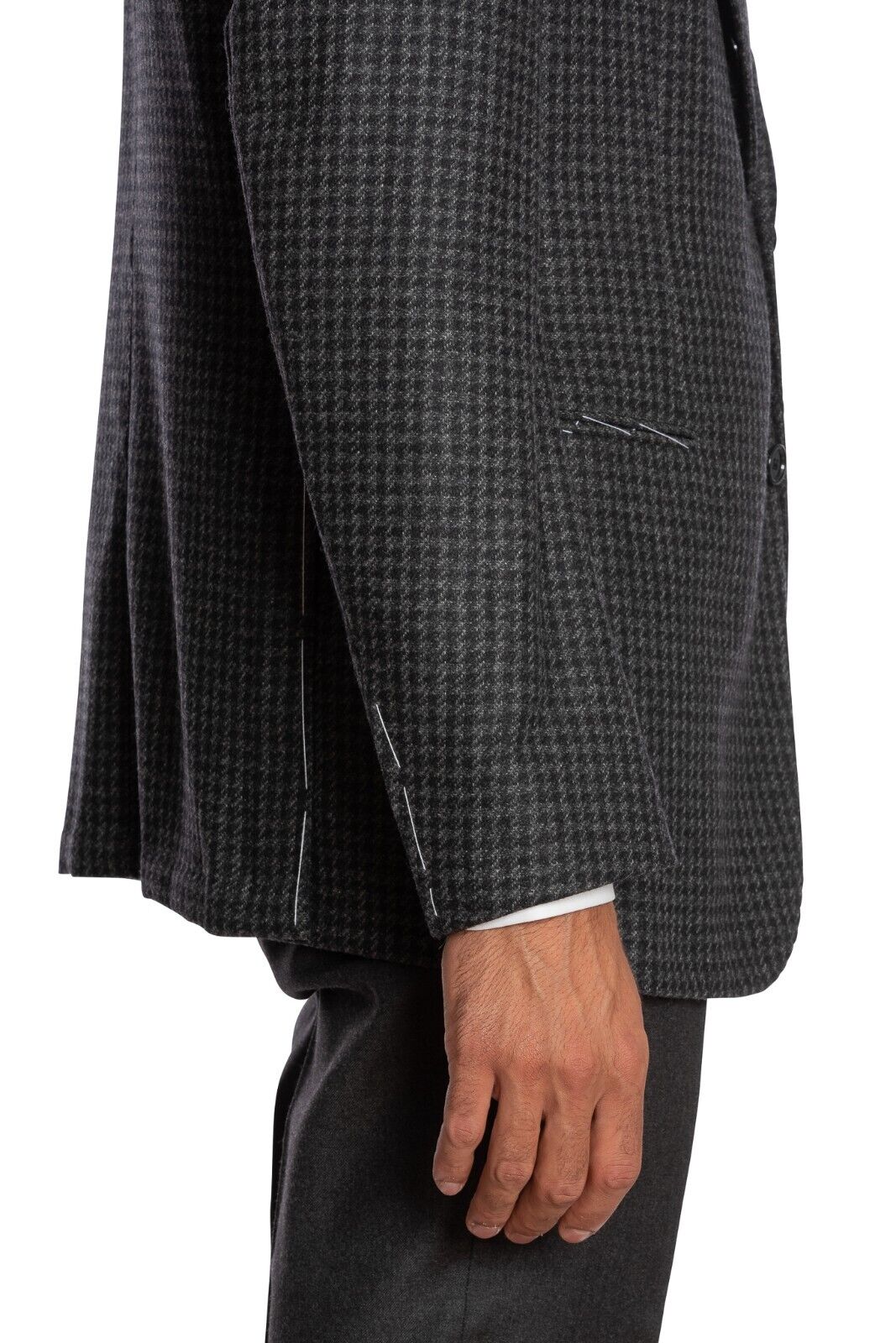 $2200 LUIGI BORRELLI "FIRENZE" Hand-Sewn Gray Jacket Cashmere Mohair Houndstooth