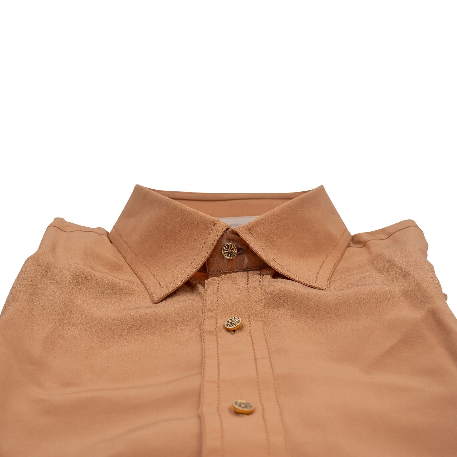 1400$ LUXURY MAROL BOLOGNA Shirt Orange 100% COMO SILK Crèpe 15.5 - 39