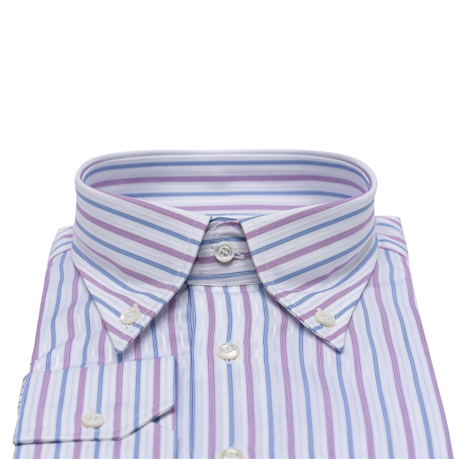 690$ LUXURY GERLIN Shirt POINT Striped White Cotton 3R ZILLI