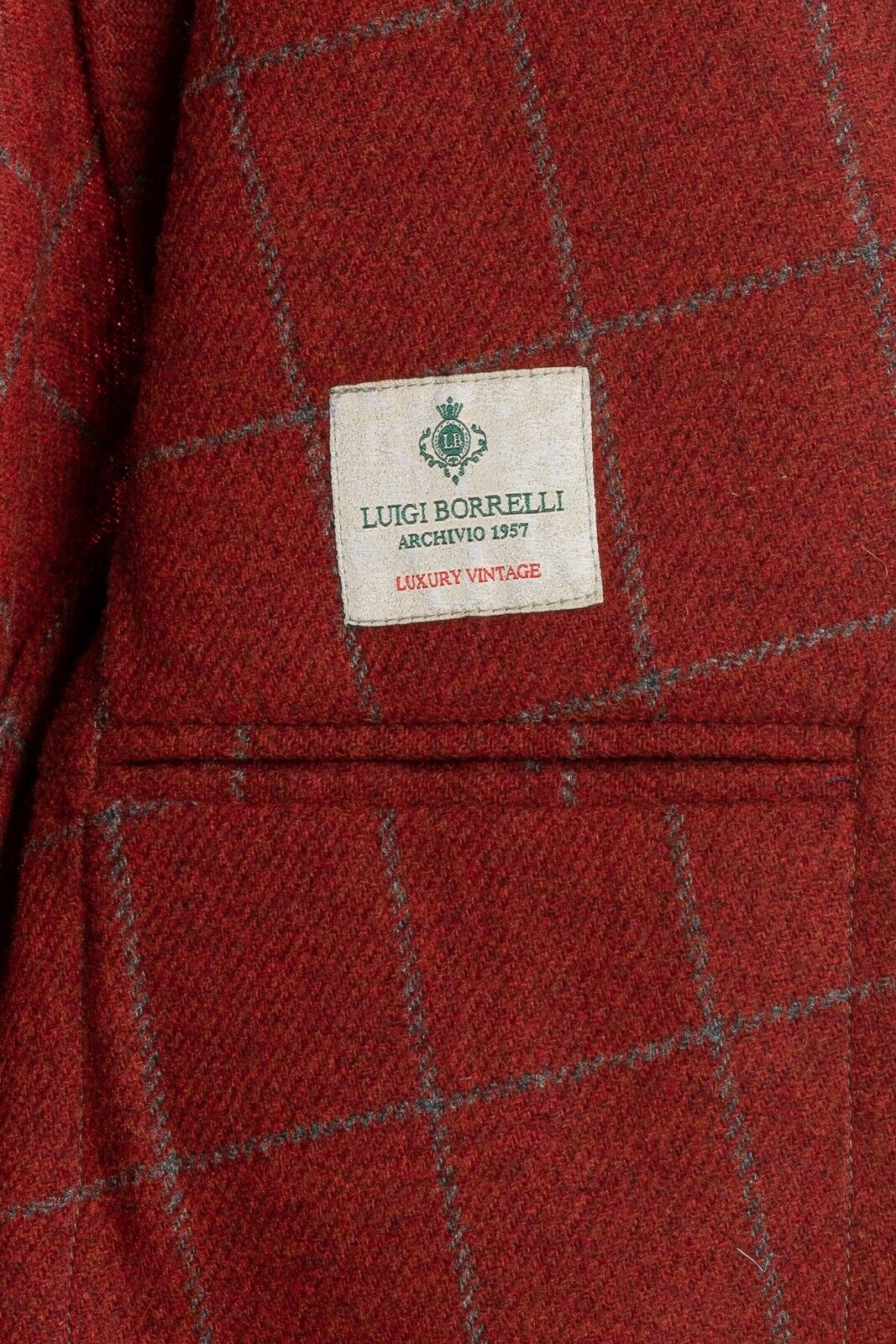 $1350 LUIGI BORRELLI "NISIDA" Venetian Red Plaid Jacket Sport Coat Wool Cashmere