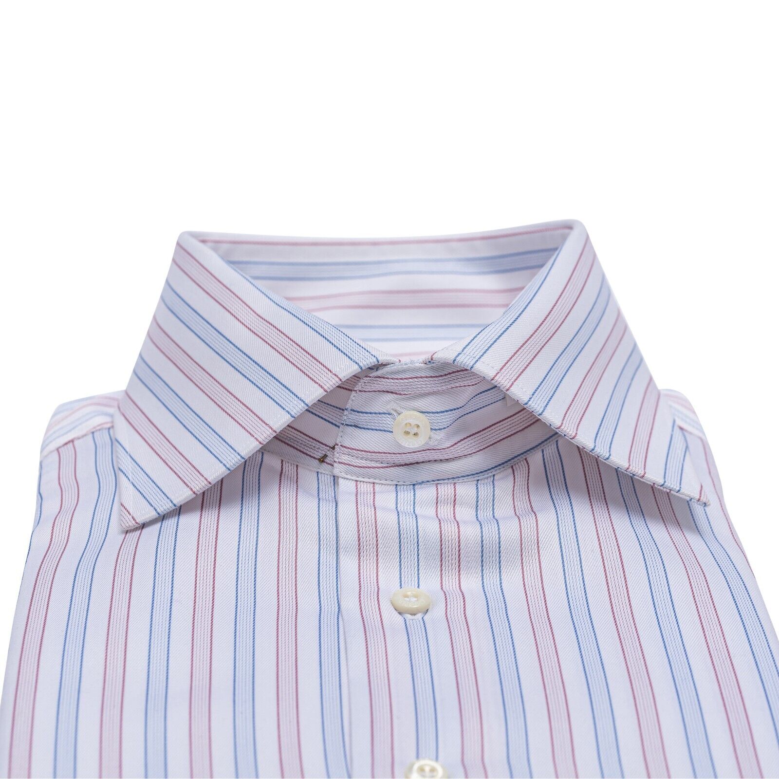 690$ LUXURY GERLIN Shirt White - Blue Striped Twill Cotton 2AZ ZILLI