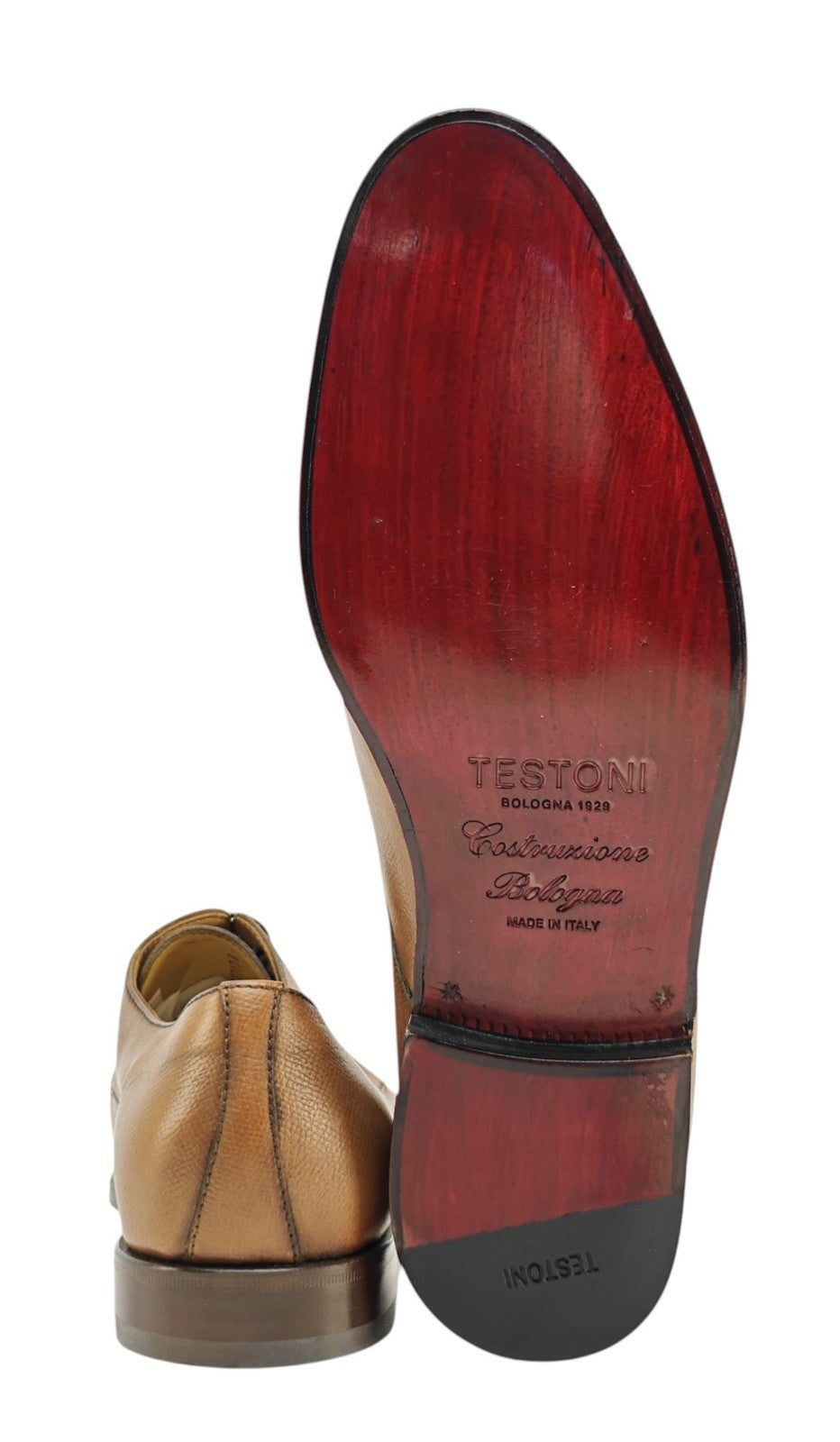 1200$ TESTONI "Iseo" Derby Shoes Antique Caviar Calf Cinnamon 8 UK 9 US 42 IT