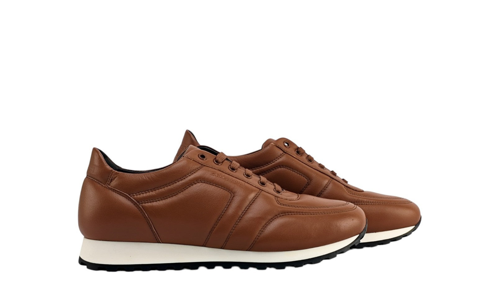$850 TESTONI BOLOGNA Cognac Padded Sneaker Shoes Sport Nappa