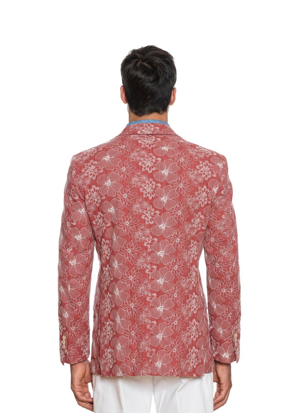 2450$ BELVEST Red-White Cotton Flowers Jacket Blazer Work of Art 40 US 50 EU 7R