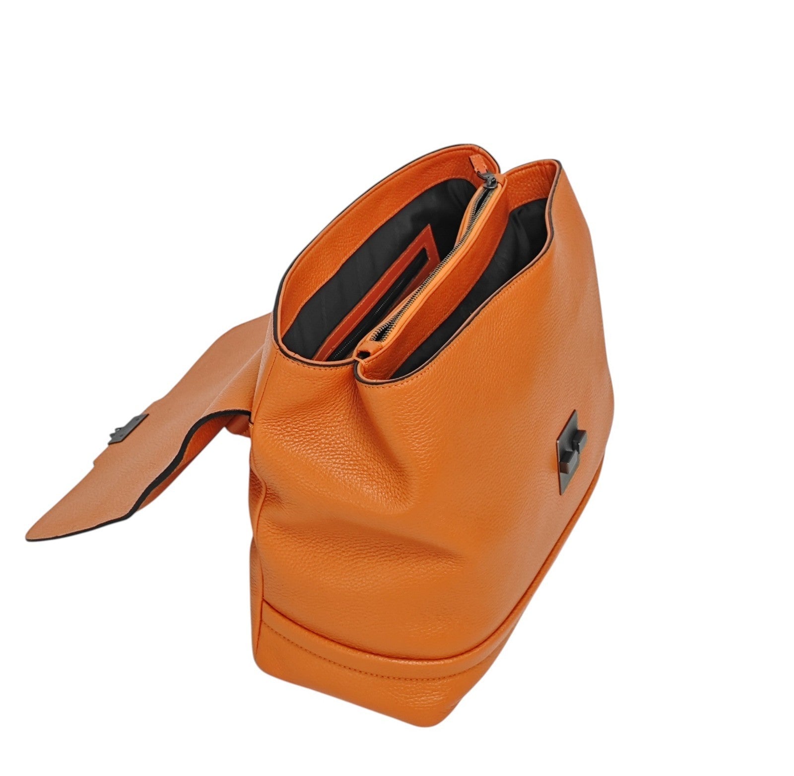 1640$ PINEIDER FIRENZE Doctor Briefcase Orange Bottolato Grain Calf Leather