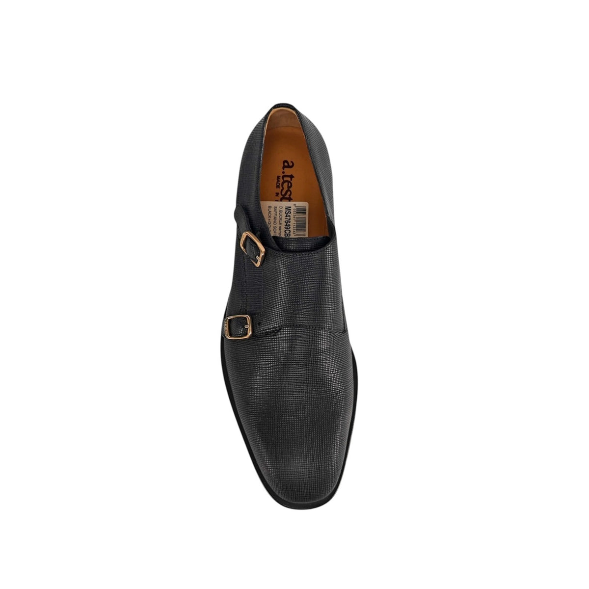 1250$ TESTONI Black Double Monk Shoes Saffiano Soft Calf 8 UK / 9 US / 42 IT