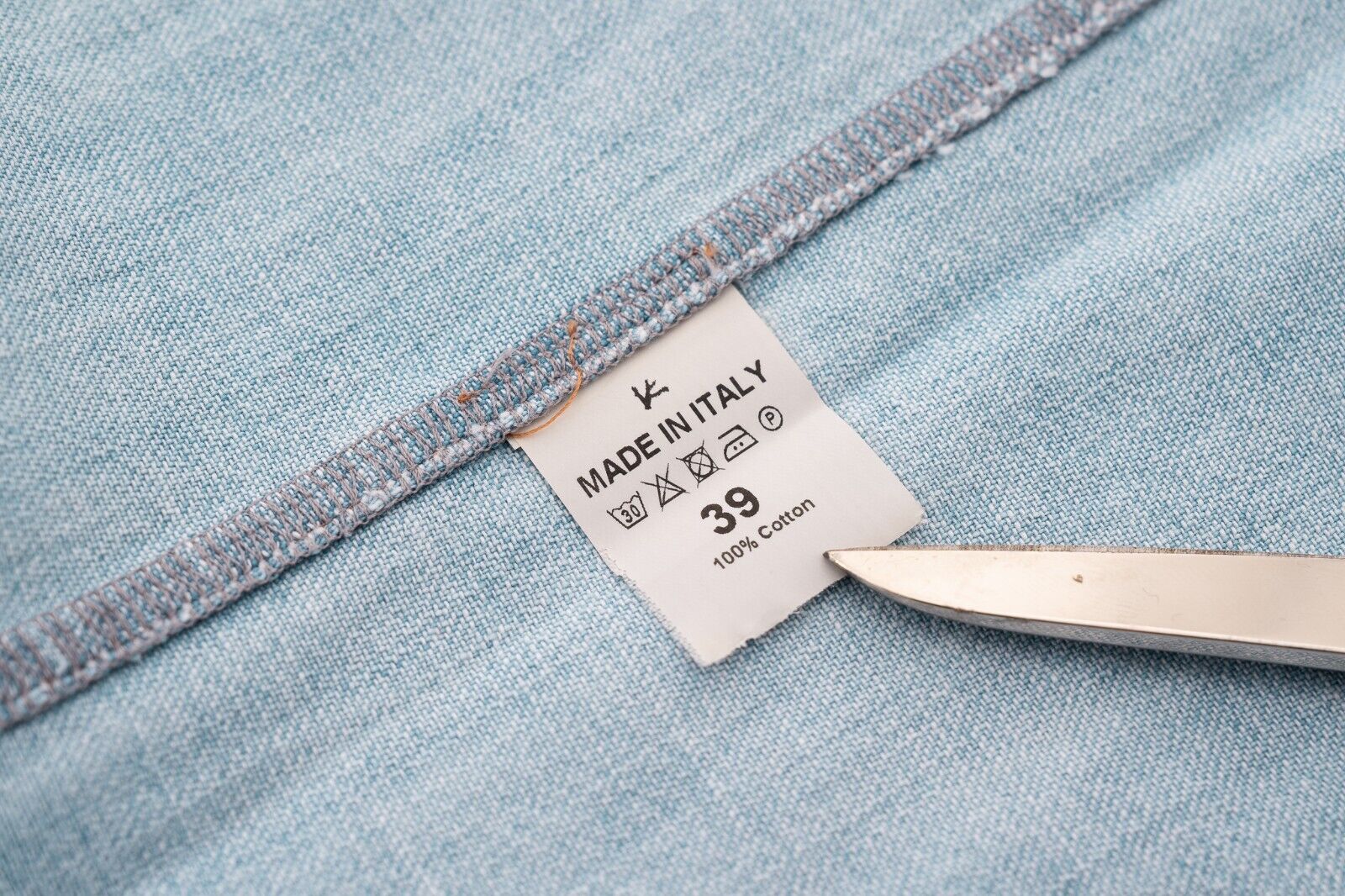 $900 ISAIA NAPOLI Light Blue Denim Shirt Jacket Washed Cotton Size 15.5 - 39