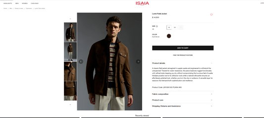 14500$ ISAIA NAPOLI Dark Blue Field Jacket Suede Lambskin 38 US / 48 EU 8R