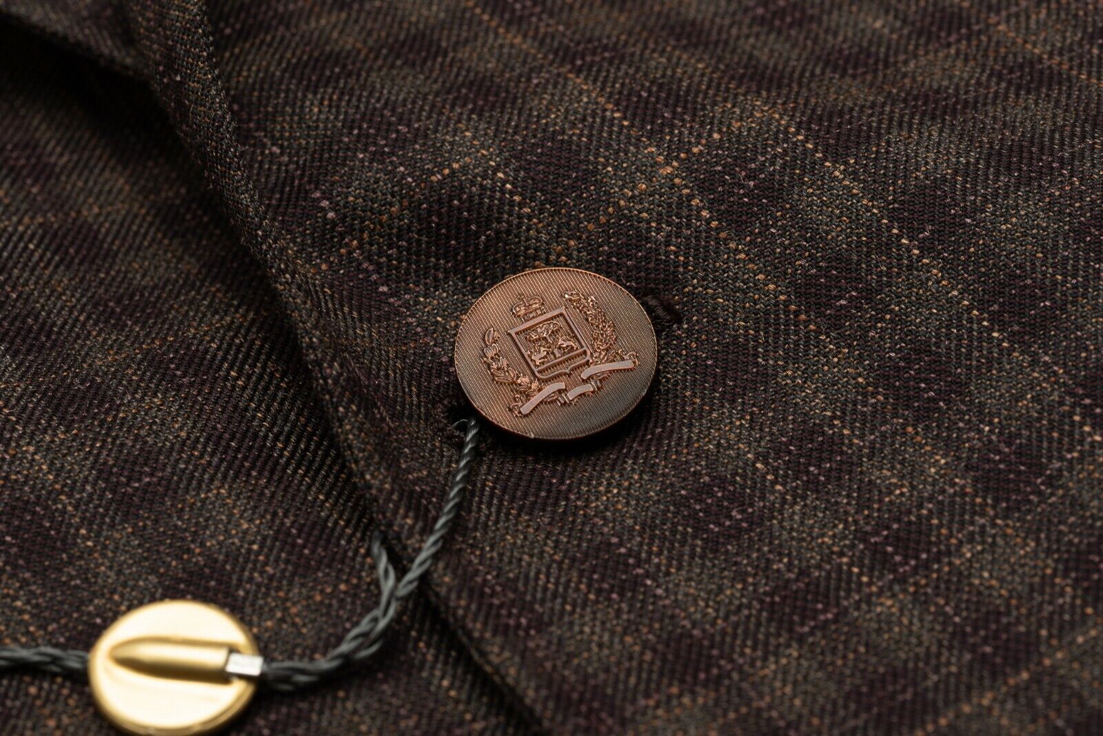 1250$ CORNELIANI Jacket Blazer Brown Checks Wool Silk + Leather 40 US / 50 EU