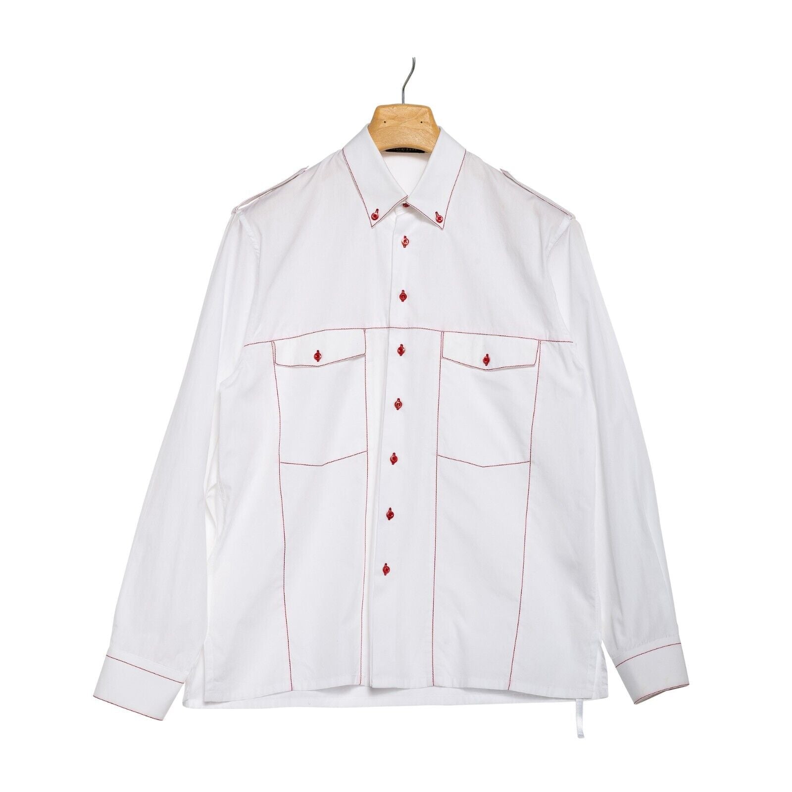 850$ LUXURY GERLIN Shirt White "WINDOWS" 100% Cotton 16 - 41  BIJAN