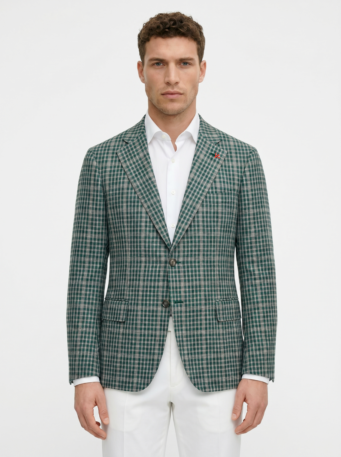 $5250 ISAIA NAPOLI "Capri" Green Checks Sport Coat Fine Wool 42 US / 52 EU 8R