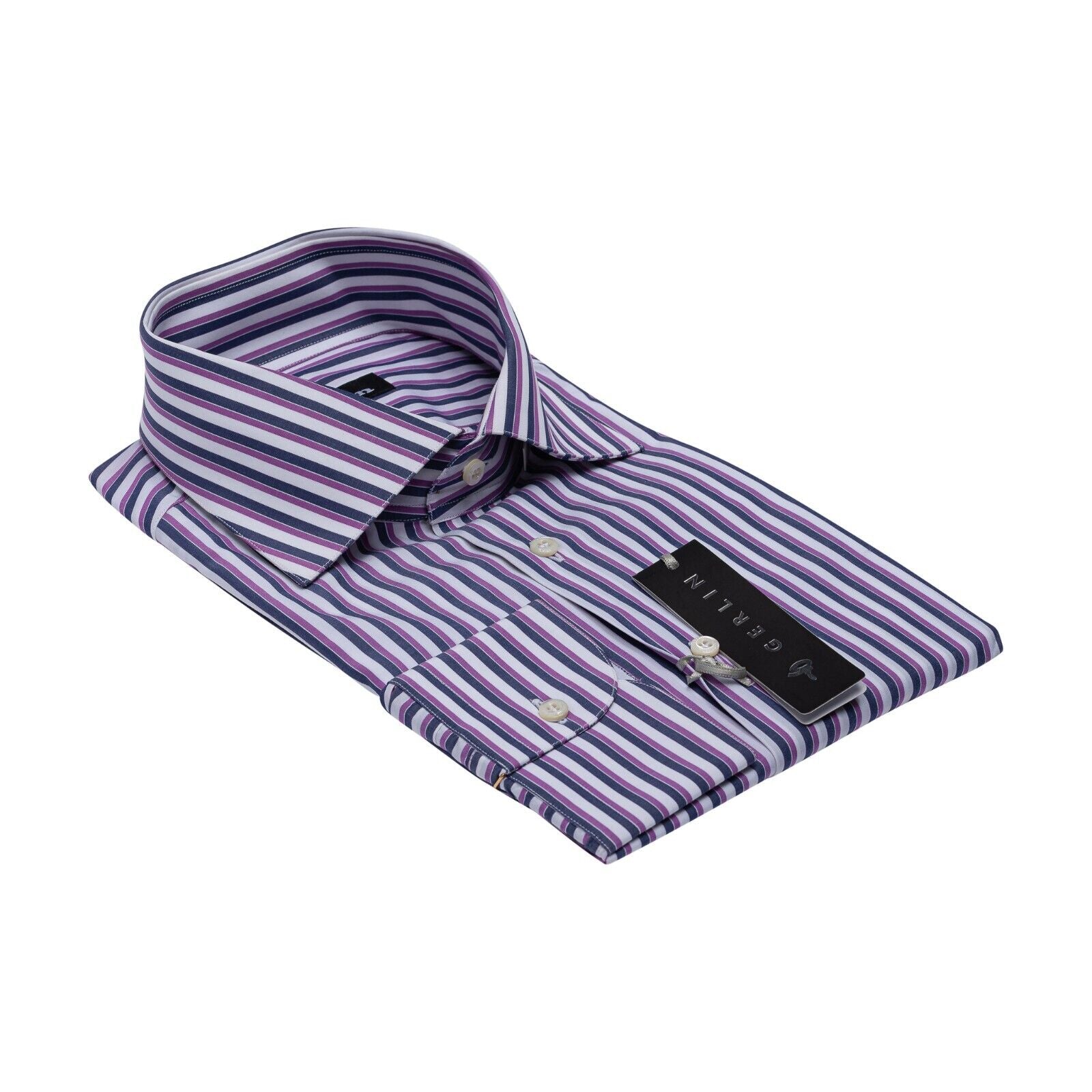 690$ LUXURY GERLIN Shirt Purple Striped Cotton 16 - 41 - 1N BIJAN