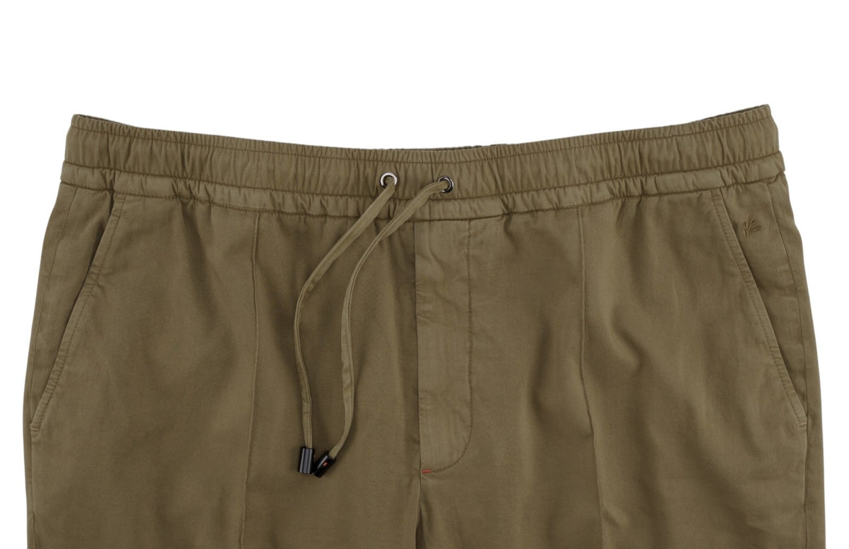 1250$ ISAIA NAPOLI Brown Drawstring Tapered Pant Cotton - Cashmere 42 US / 58 EU