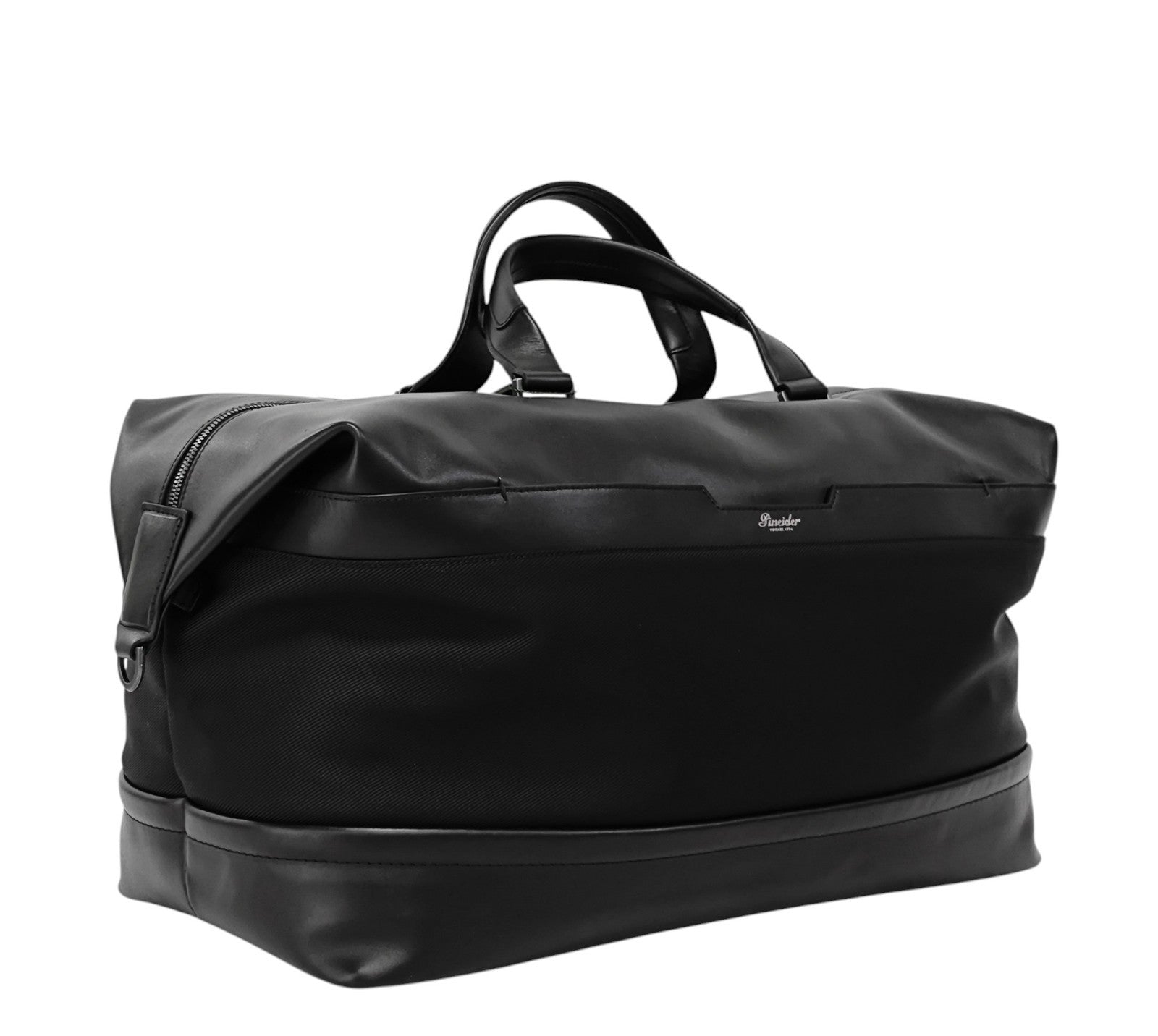 1300$ PINEIDER FIRENZE 1774 Leather & Nylon Shoulder Travel Duffle Bag Black