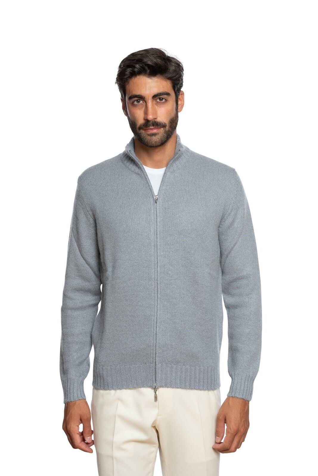 490$ DELLA CIANA CASHMERE Thick Sweater Cardigan Gray Wool / Mohair 40 US 50 EU