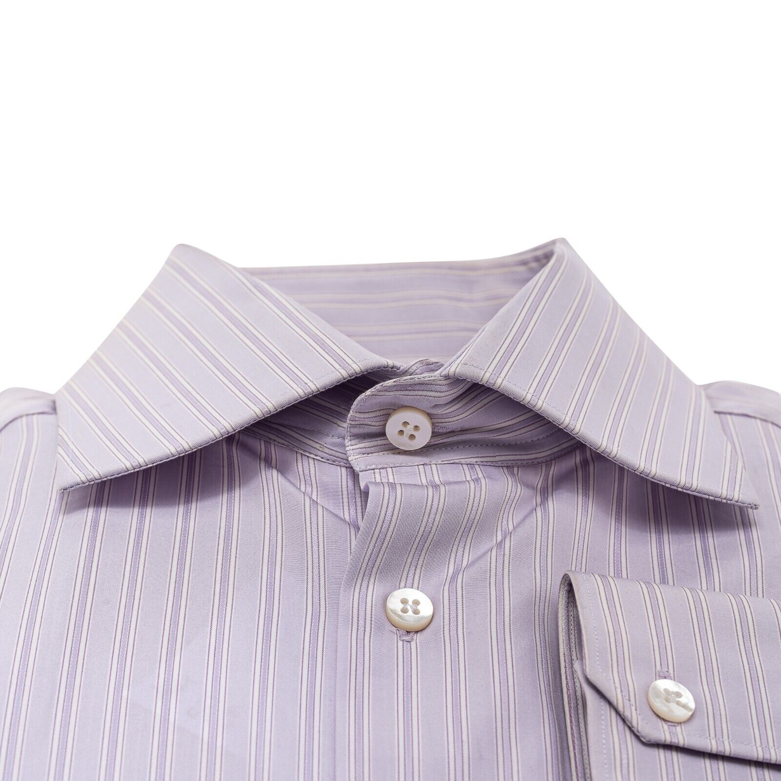 690$ LUXURY GERLIN Shirt Striped Lilac Popeline Cotton 16 - 41 7E BIJAN